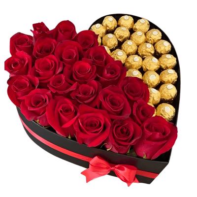 VIP: Gėlių Dėžutė „Rožės + Ferrero“